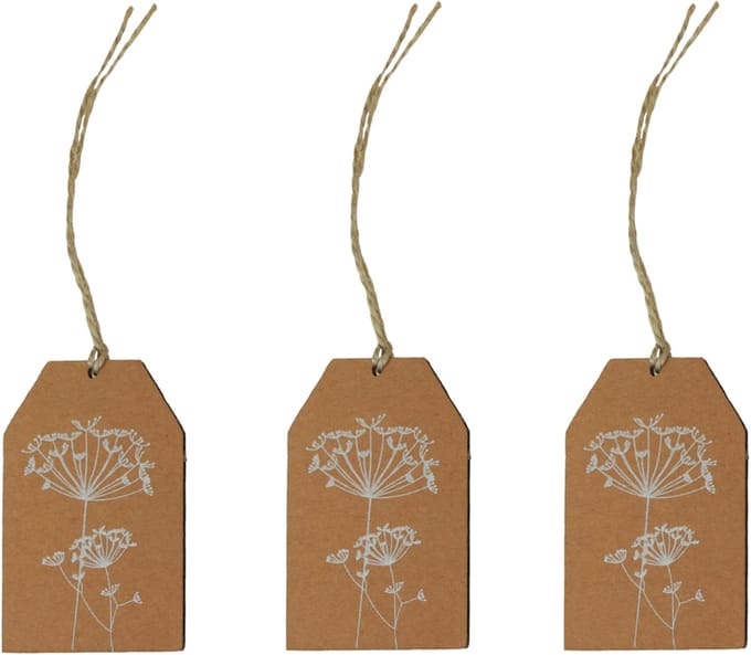 Cadeaukaartjes papier bruine bloemen 8×5cm 24 st, 24 Stück