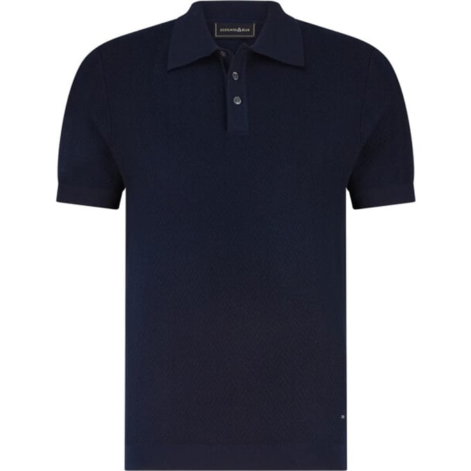 Polo Scotland Blue navy kaene knitted 3 knoopjes