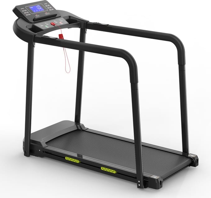 Loopband voor Thuis - Walking Pad met Extra Lange Handrails - Groot LED-display - Breed Loopvlak - Max. 135 kg - Voor Dagelijkse Wandeltraining