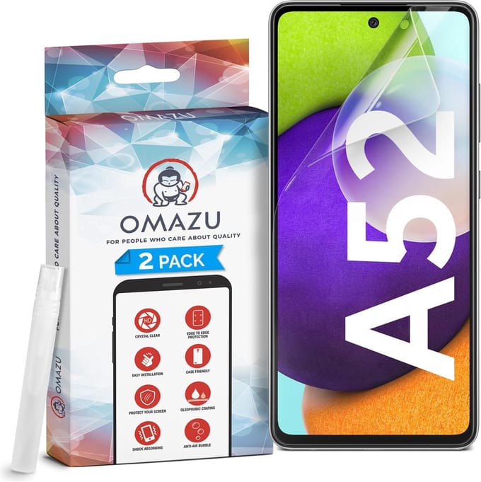 Samsung Galaxy A52- 5G OMAZU 3D Flex TPU Screenprotector, 2 Pack (100% vingerafdruk scanner compatible)- HD Transparant