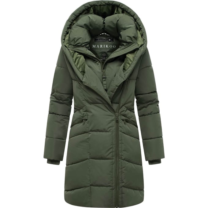 Marikoo dames gewatteerde mantel Virenaa met layer-look & fleecevoering