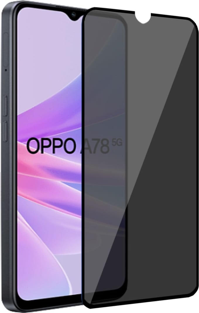 Geschikt voor Oppo A78 Privacy Screenprotector - Privé Beschermglas - Privacy GuardCover
