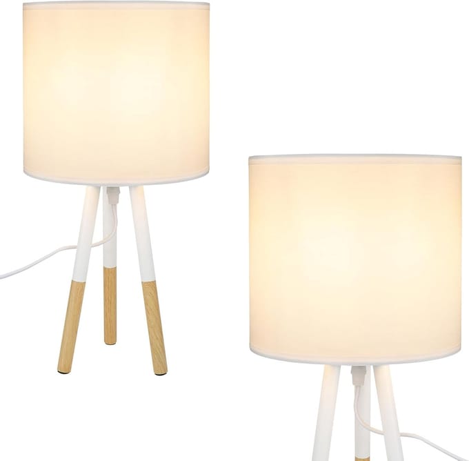Glitzerlife - Tafellampen - Dimmbaar - 40W - Natuurlijk textiel - Ø19cm - Wit