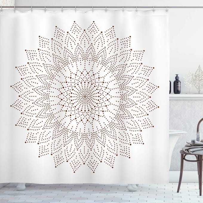 ABAKUHAUS Badgordijn – bruine mandala – 175x240 cm – polyester