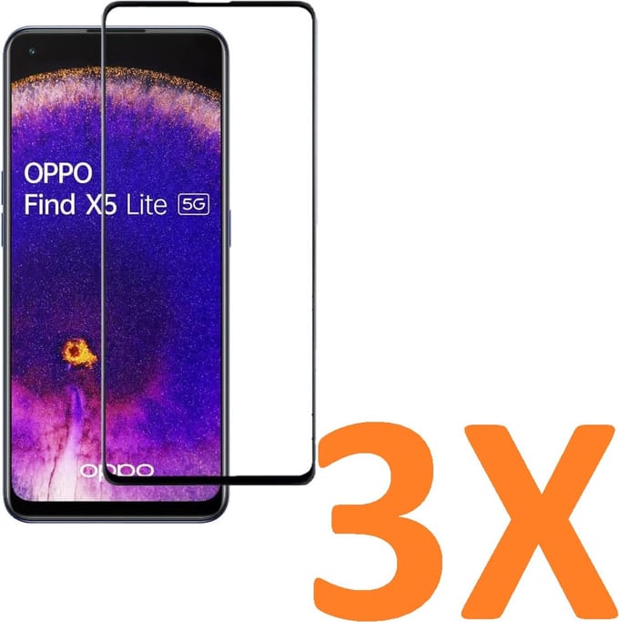 Volledige dekking Screenprotector Glas - Tempered Glass Screen Protector Geschikt voor: Oppo Find X5 lite -  - 3x