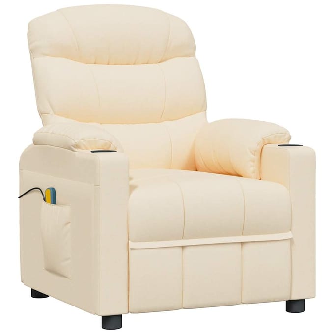 vidaXL - Massagestoel - elektrisch - stof - crèmekleurig