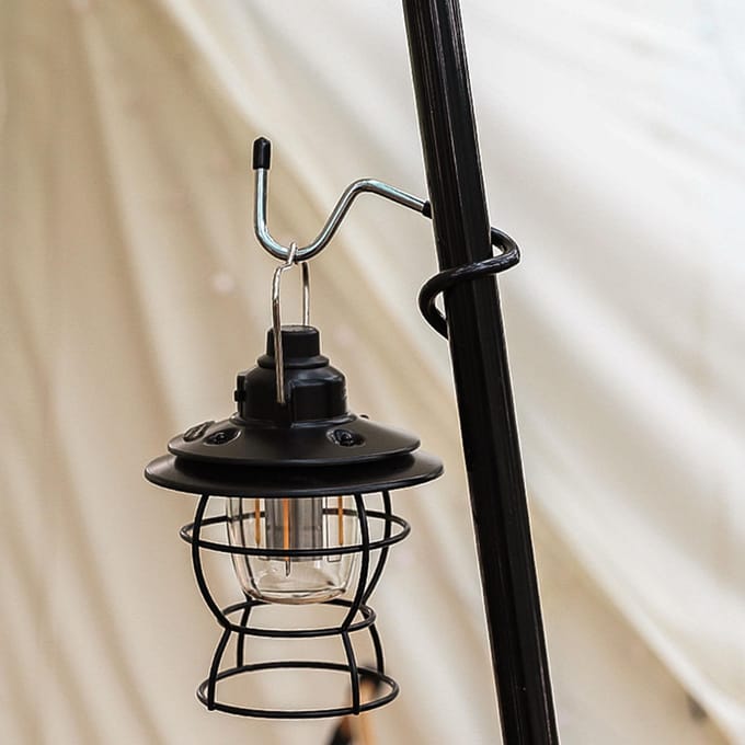 Camping Lantaarn Haak S Vorm Anti-Slip Roestvrij Staal Rubber Multifunctionele Tentlamp Hanger voor black