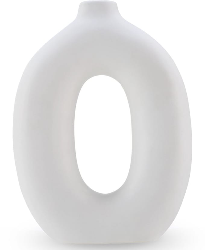 Easyplants | Vaas Gentle 22 cm off-white | Keramiek | Rond | wit | Japandi stijl | Design Vaas