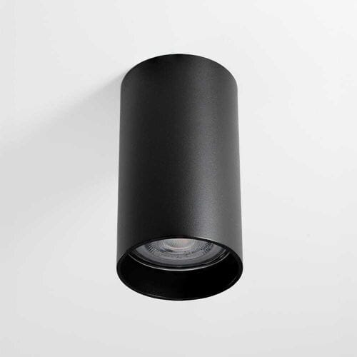 2x Canopus nero s by LUSENZ - Cilindervormige opbouwspot in met mat zwarte coating