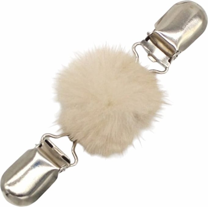 Fako Bijoux® - Vestsluiting - Vestclip - Sjaalspeld - Vestklem - Bontje - Beige