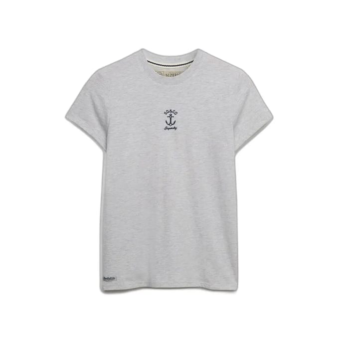 Superdry Heritage Nautical Motif T-shirt Slanke Pasvorm Light Grey Grootte: 42