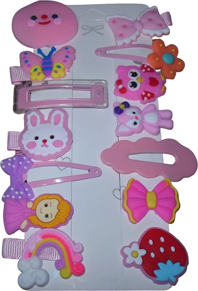 Haarspeldjes voor kinderen fleurig roze set van 14 stuks.