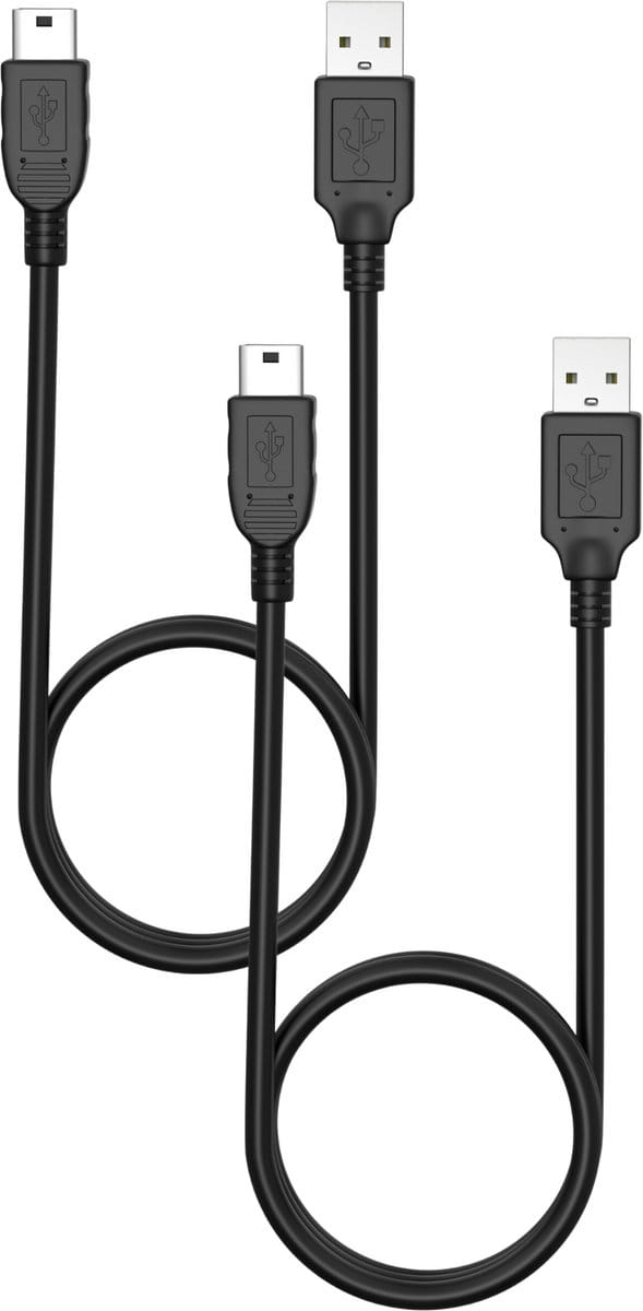 2X USB 2,0 naar Mini USB Kabel Zwart - 1 meter