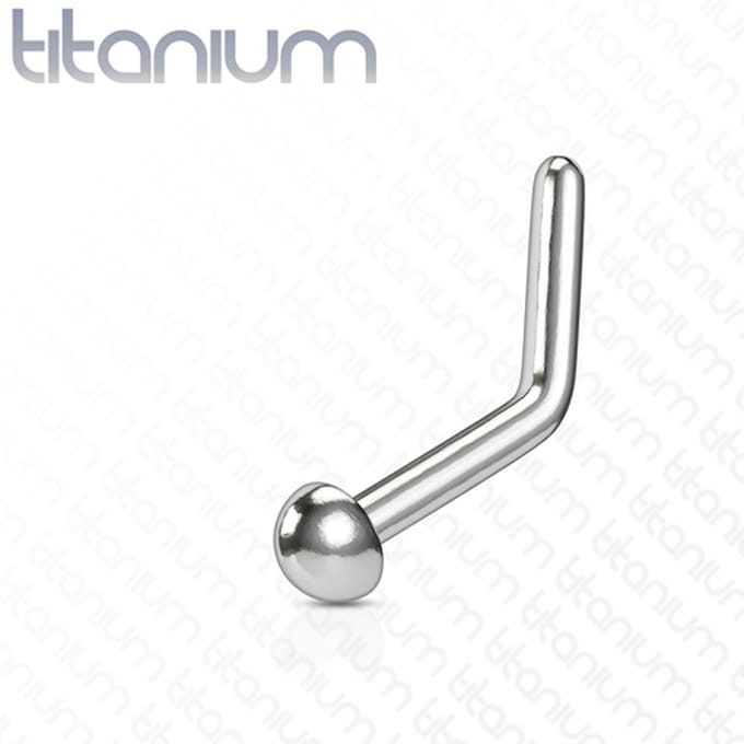 neuspiercing titanium L-bend basis flat ball 2mm - zilver - LMPiercings