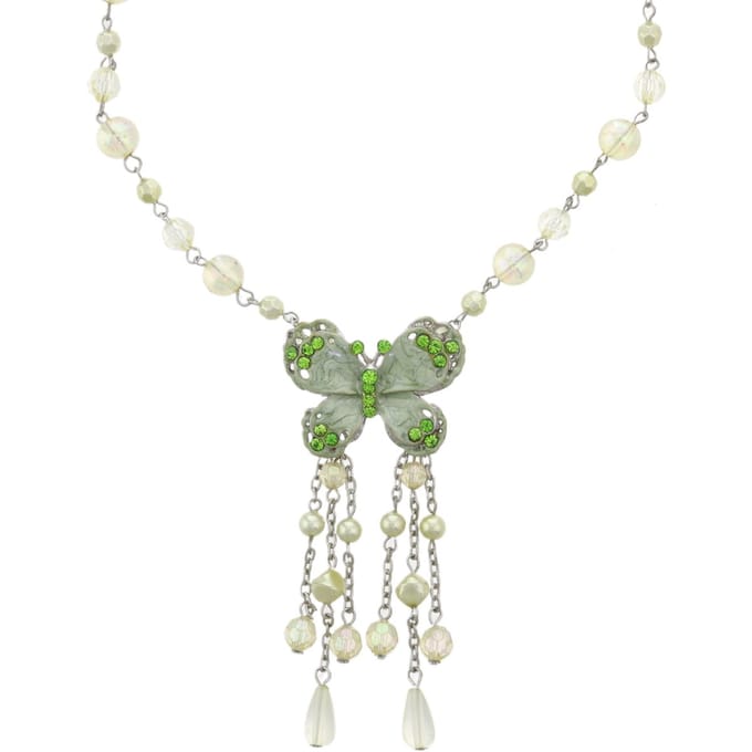 Behave - Groene Kralenketting met Vlinder - 38 cm - Speels en Elegant