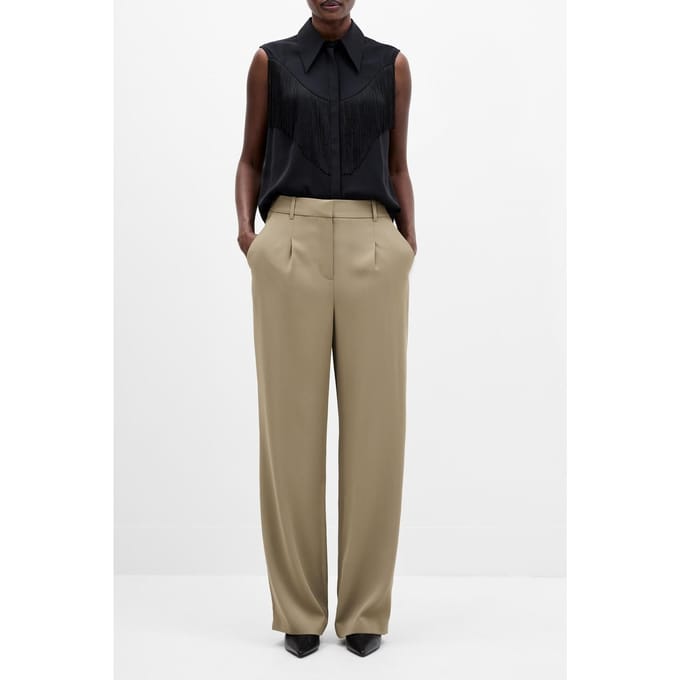 French Connection Vinnie Suiting Pleated Trouser Washed Khaki Größe: 18 | Stoffhosen Outlet | Damen | Braun