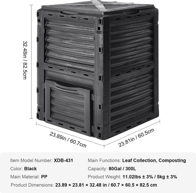 Compostbak - Compostvat - 220 Gallon - Compost - Uitschuifbare Buitencompostbak met Groot Volume - Snelle Compostering - Composter - Prullenbak