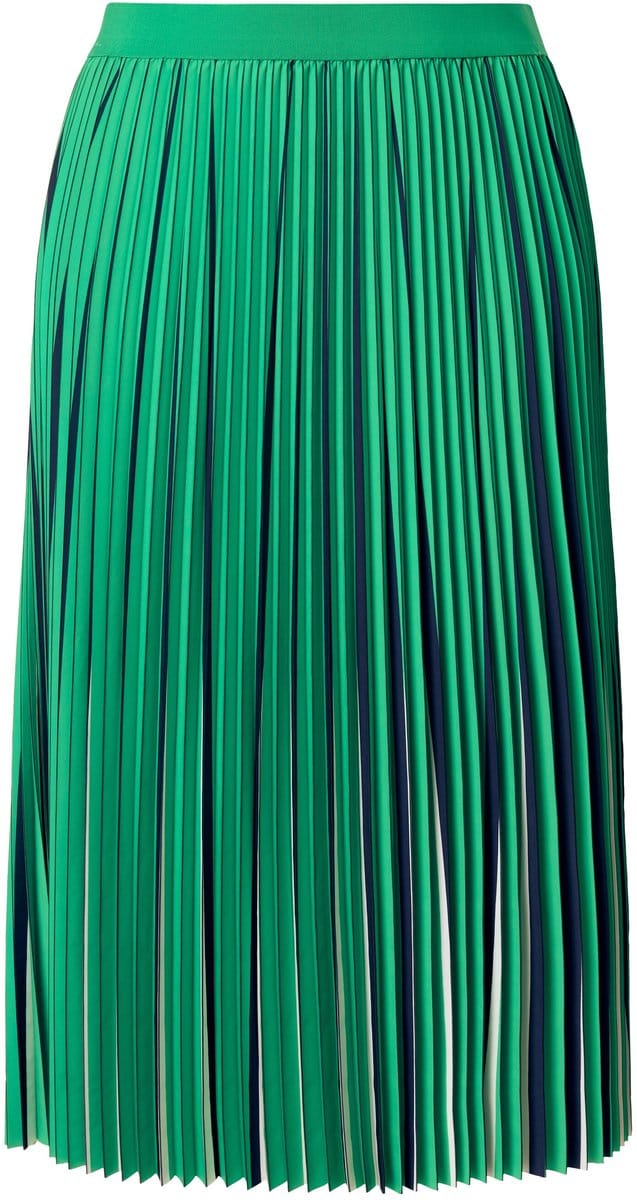 Ulla Popken - Dames - Geplooide rok met print A-lijn elastische tailleband - Natuurgroen - Maat 58+