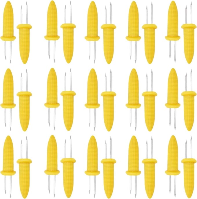 Set van 30 Maïshouders van RVS, Dubbele Corn Holders en BBQ Prikkers voor Thuis en Kamperen