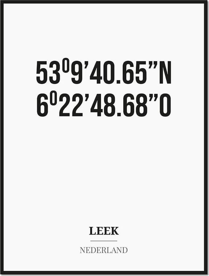 Poster/kaart LEEK met coördinaten