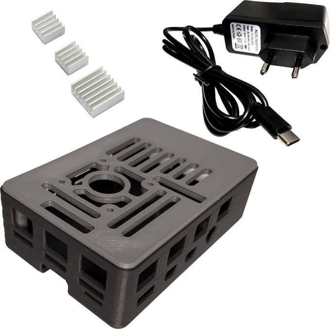Raspberry Pi 4 kit : behuizing- voeding- koelblokjes