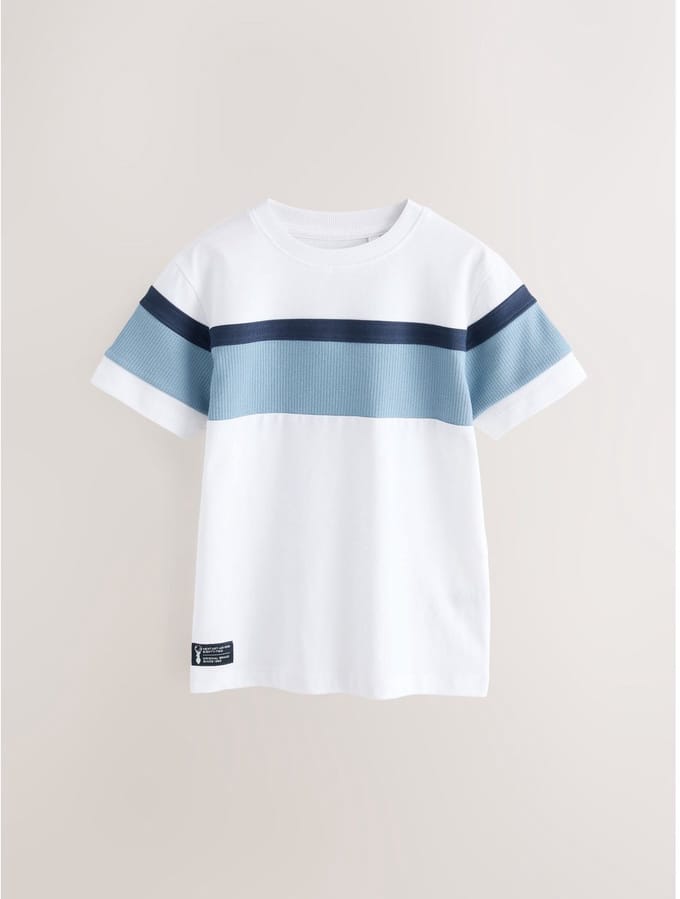 Next - Jongens - T-shirt met korte mouwen en kleurvlakken - Wit