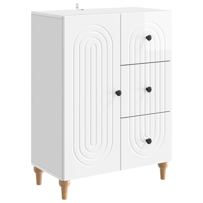 vidaXL - Dressoir - met - lade - Hoogglans - Wit - 66 - x - 34,5 - x - 90 - cm - Bewerkt - hout
