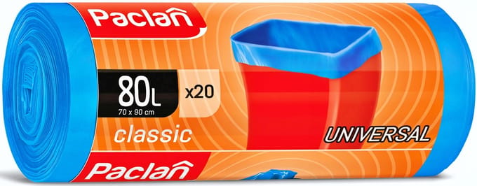 Paclan Classic - Vuilniszakken - 80l - 20 stuks - Blauw