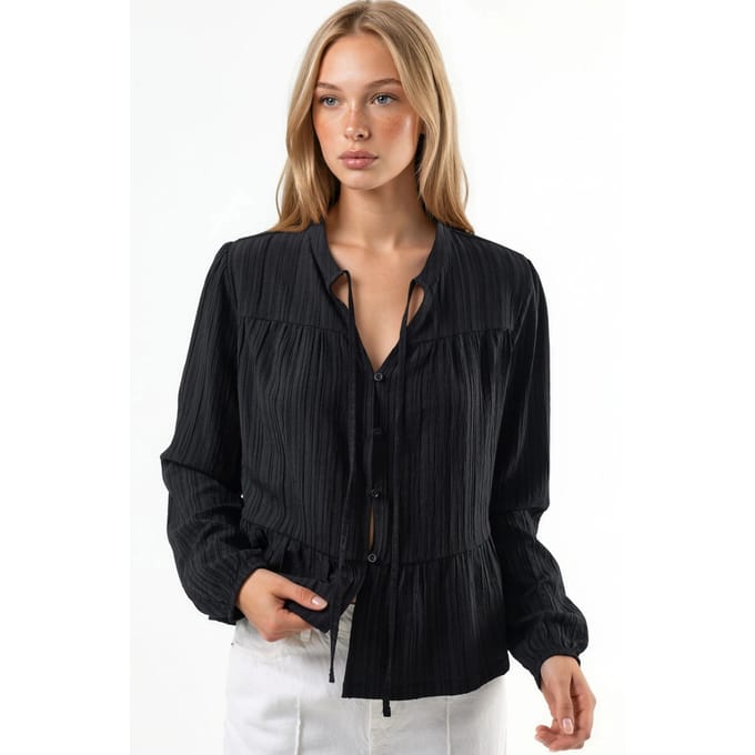 Blouse met lange mouwen en tippetkraag