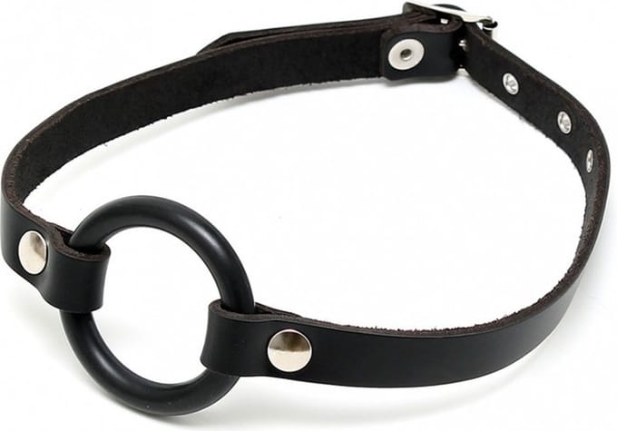 Bondage Play - leren mondknevel met O-ring
