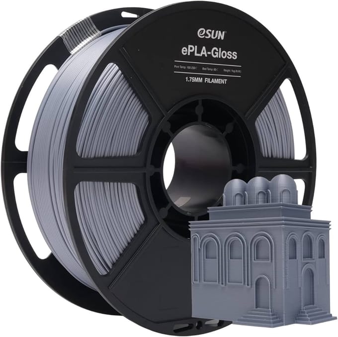eSun ePLA-Gloss Grijs glans / Grey 1 kg - 1.75mm - 3D printer filament