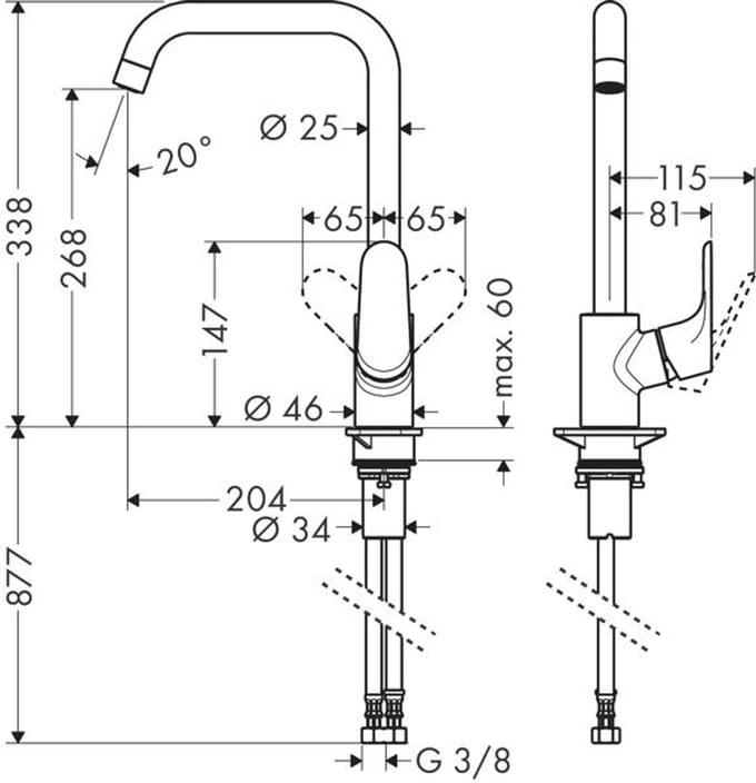 Hansgrohe Focus M41 - Focus keukenkraan, EcoSmart, RVS look 31821800