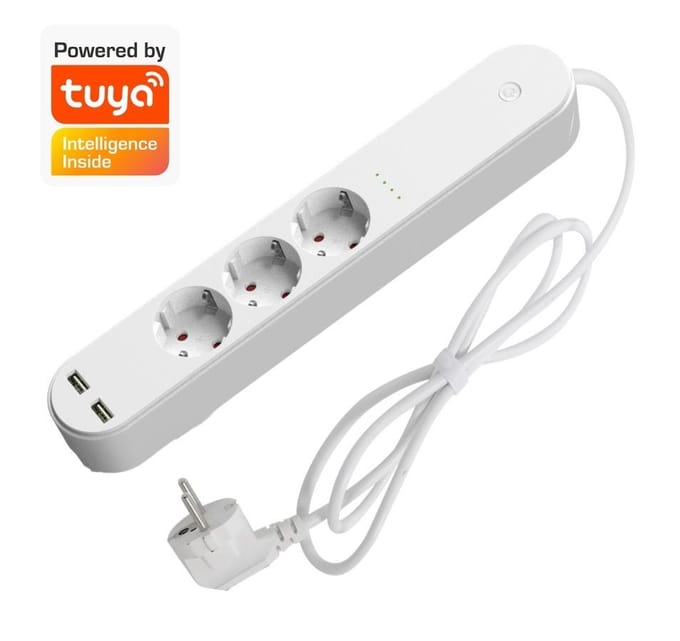 Denver Slimme Stekker met Energiemeter - Randaarde - Tijdschakelaar - Smart plug - TUYA - Werkt met Amazon Alexa en Google Home - WiFi - Voor iOS en Android - SHP310U
