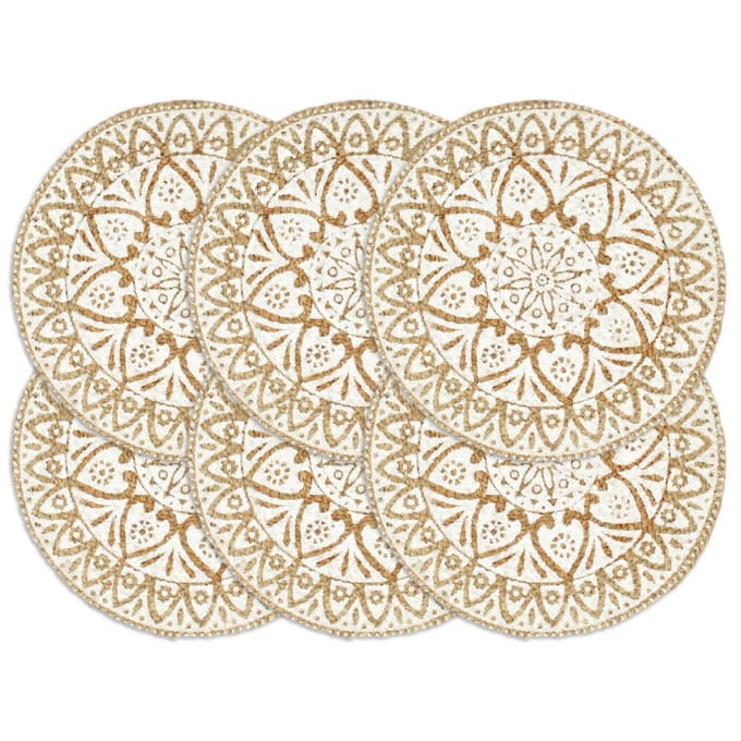 vidaXL - Placemats - 6 - st - rond - 38 - cm - jute - wit