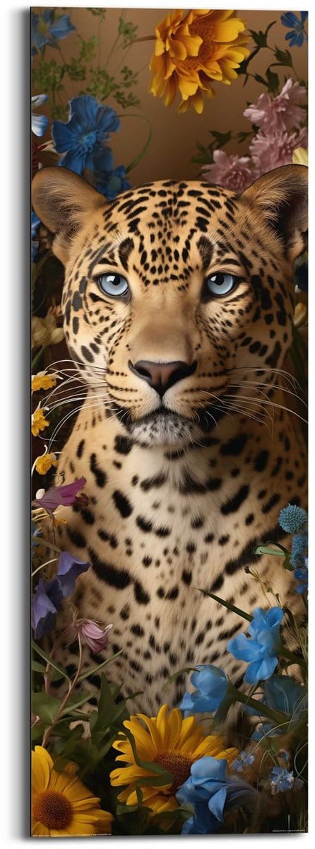 Schilderij Panther Flowers - 90 x 30 - Hout - REINDERS