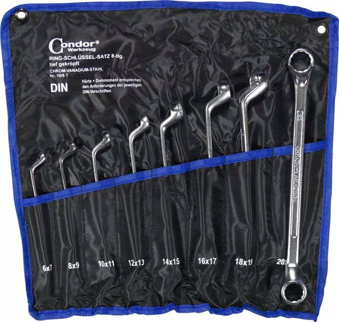 Condor Ringsteeksleutelset Abgebogen 6-22 mm, 8 delig