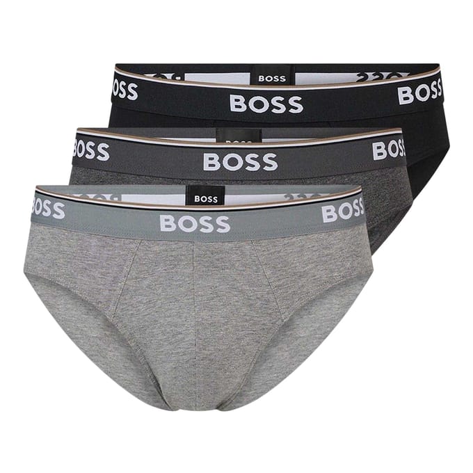 Boss Premium katoenen herenslips (set van 3) (Grijs/Donkergrijs/Zwart)