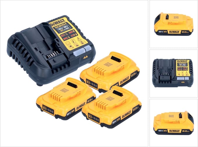 DeWalt DCB 1104 D3 accu-starterset 12 V / 18 V 3x accu 2,0 Ah + DCB 1104 oplader