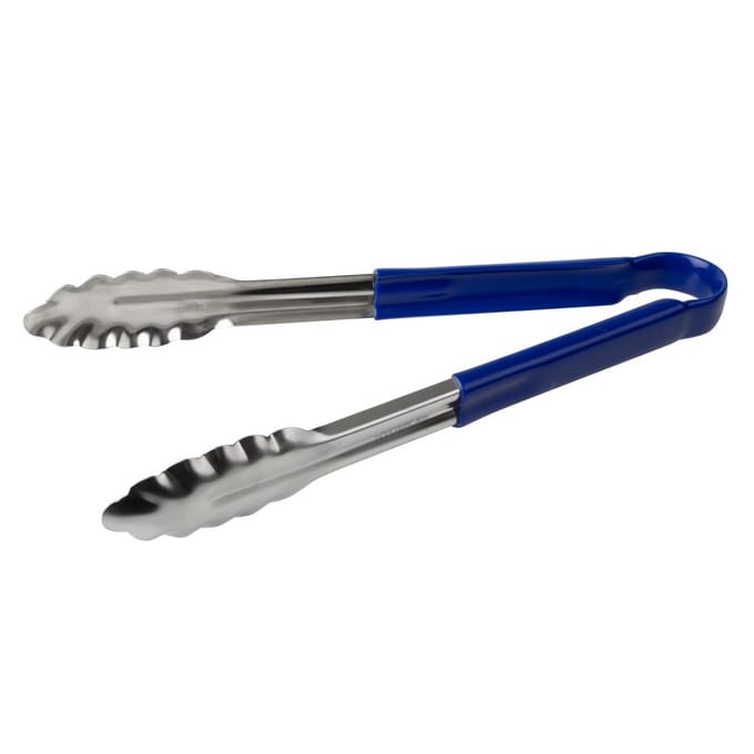 Hygiplas Serveertang / Vleestang - Blauw kleurcode - RVS - 30cm - Gladde vorm tegen bacteriën - horeca bbq tang