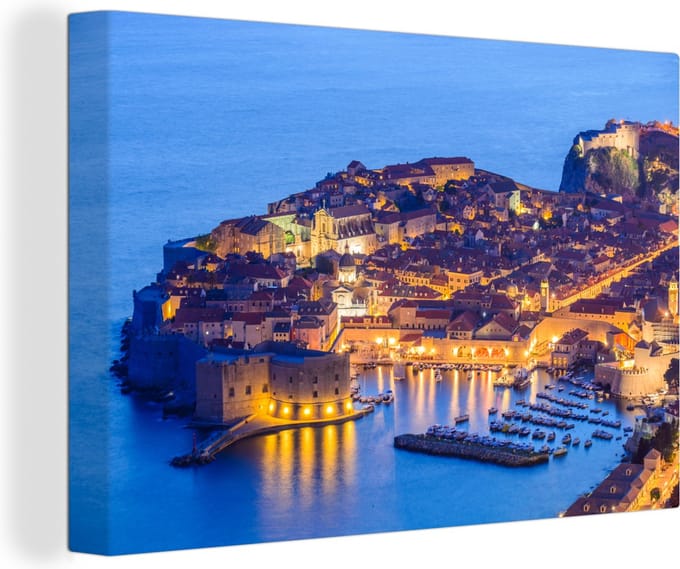 Canvas Schilderij Dubrovnik Kroatie - 90x60 cm - Wanddecoratie