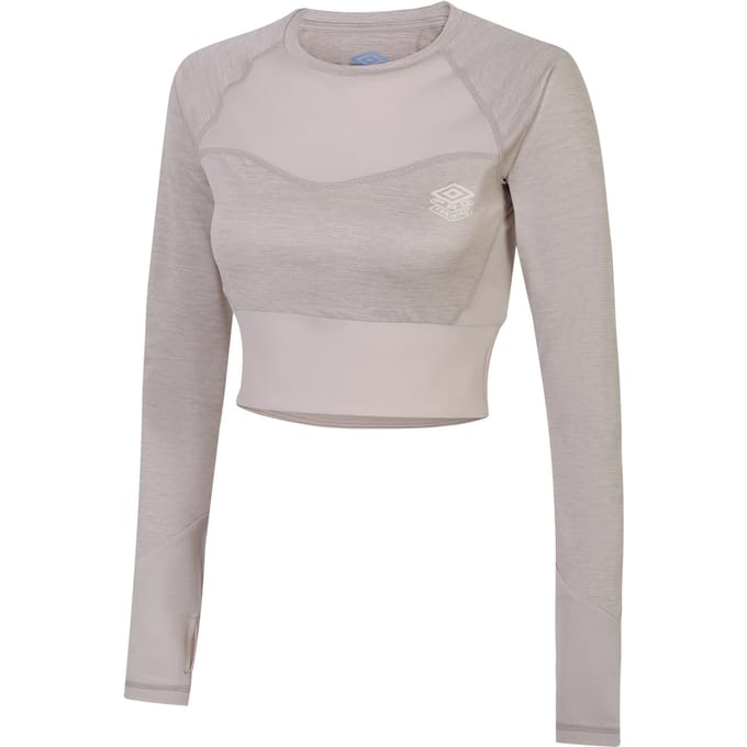 Umbro Dames/Dames Pro Training Crop Top met lange mouwen (Zilvergrijs gemêleerd)