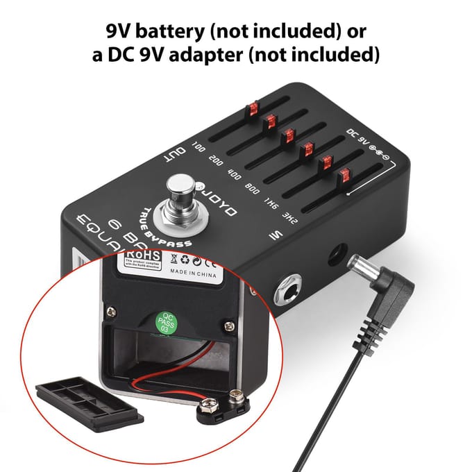 6 Band EQ Gitaarpedaal Equalizer Effectpedaal voor Elektrische Gitaar Effectpedaal True Bypass DC 9V zwart