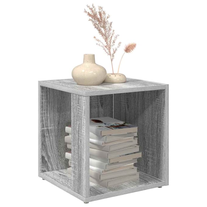 vidaXL - Bijzettafel - 33x33x34,5 - cm - bewerkt - hout - grijs - sonoma - eikenkleur