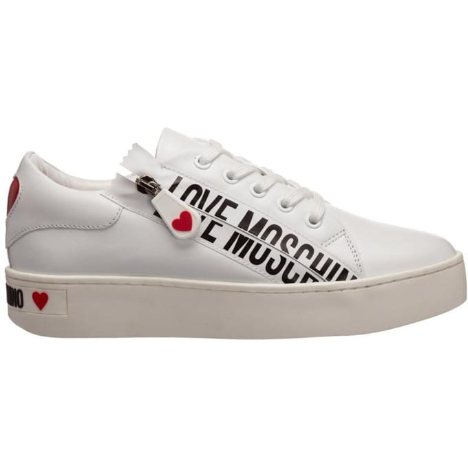 Love Moschino Dames Leren Sneakers Wit - Maat: 39 white