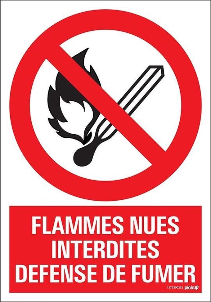 Pickup bord panneau 23x33 cm Combi - Flammes nues interdites