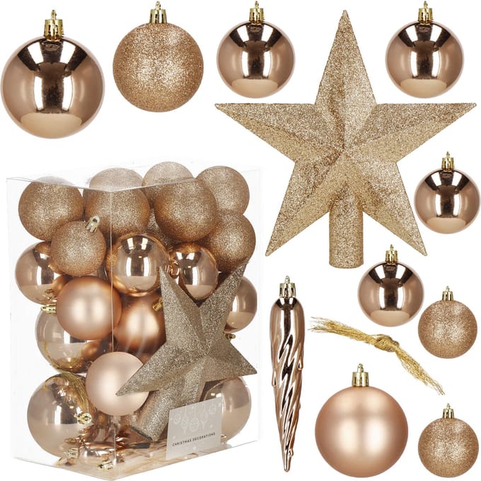 Springos Kerstballen | Mix | 33 Stuks | Rose/Goud