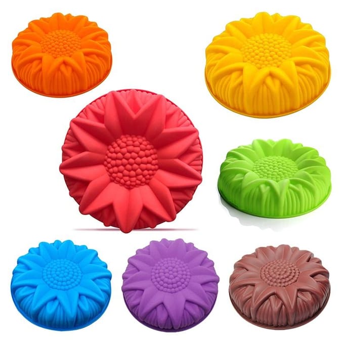 Grote siliconen cakevorm Dessertvormen Grote zonnebloem Styling Gebakvormen grijs