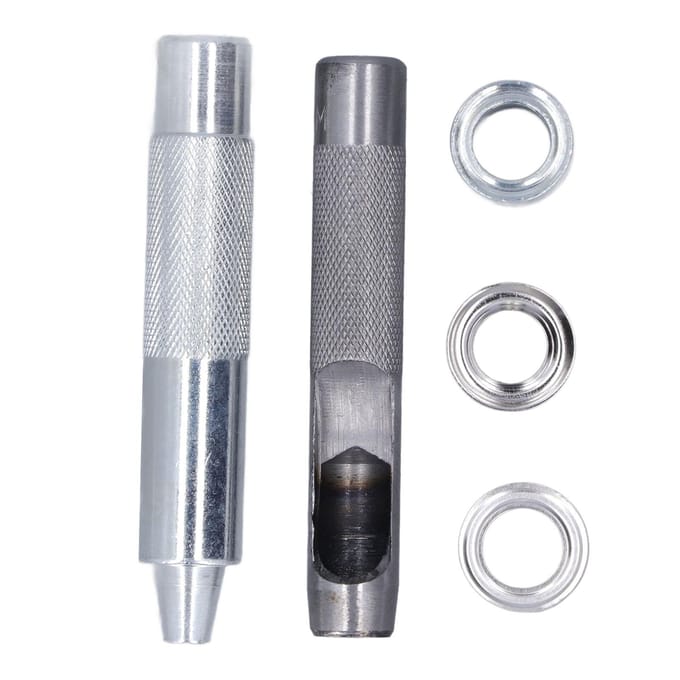 100 Sets Grommet Gereedschapskit Binnendiameter 12MM Oogje Gesp Canvas Gesp Grommet Oog Gereedschapsset met gray