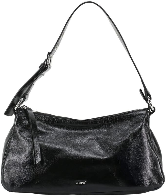 abro Leren Schoudertas Leather Alias Soft Hobo Bag By My Side Black / Nickel Zwart