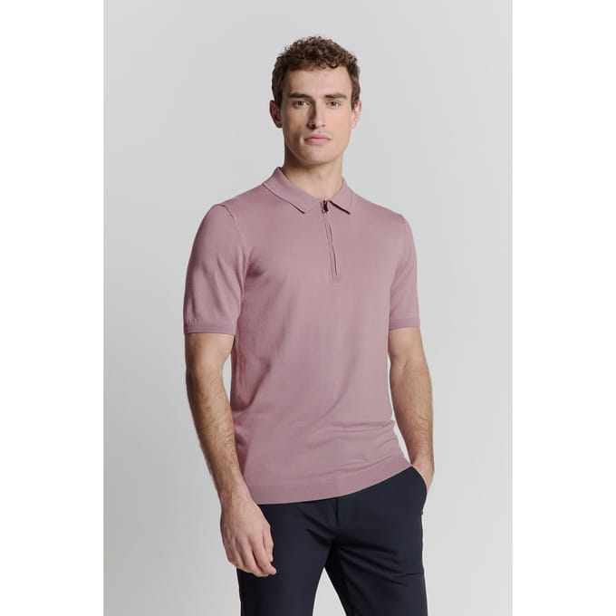 No Excess Pullover Short Sleeve Polo Zip Solid Mauve Größe: XXL | Poloshirts Outlet | Herren | Violett